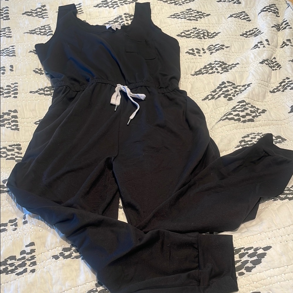 Black Sleeveless Jersey-knit Jumpsuit